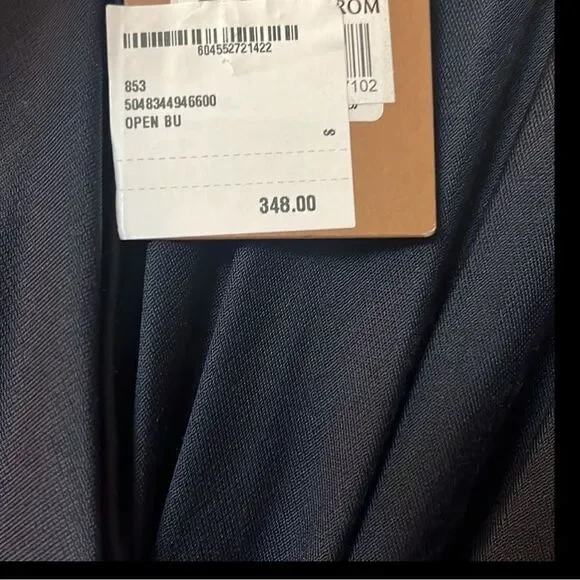 BOSS Hugo Boss Exandria V-neck Faux Wrap Midi Dress Navy long sleeve $348 - Picture 6 of 10